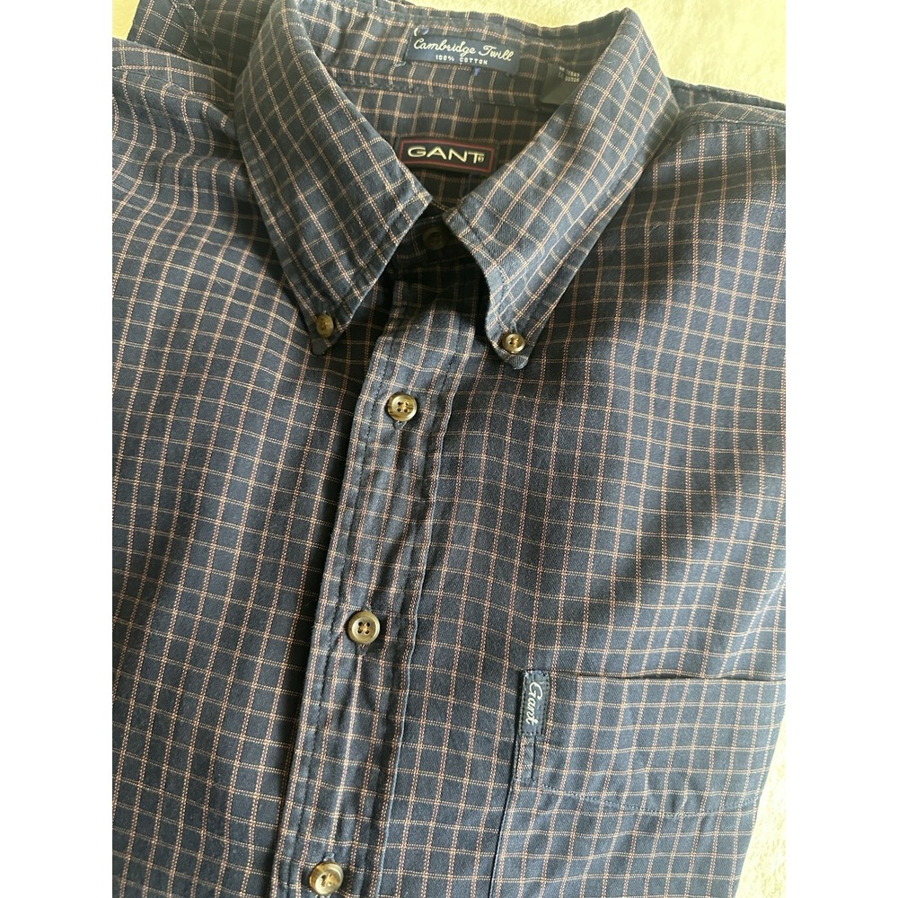 GANT Cambridge Twill Mens XL Blue Check Cotton Button-Down Long Sleeve Shirt - Picture 12 of 12